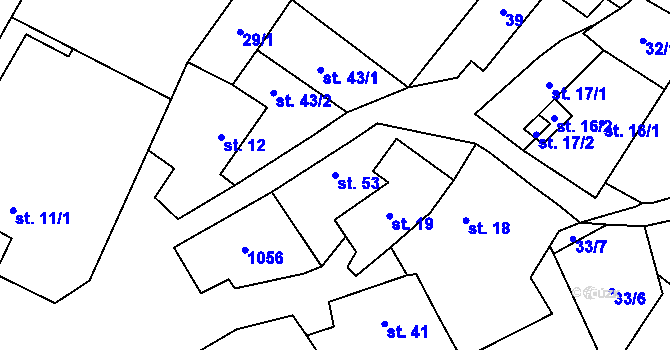 Parcela st. 53 v KÚ Vevčice, Katastrální mapa