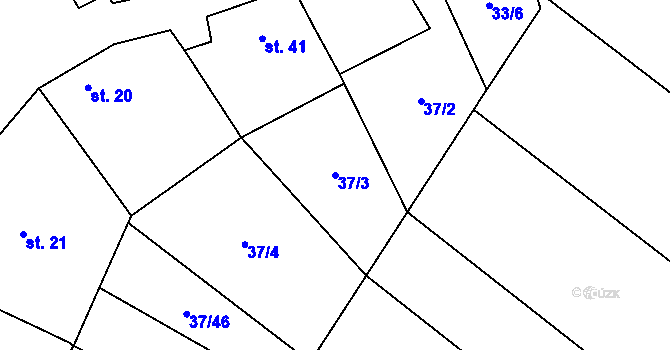 Parcela st. 37/3 v KÚ Vevčice, Katastrální mapa