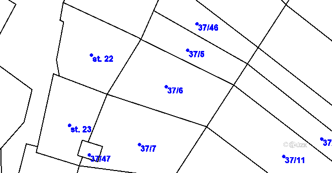 Parcela st. 37/6 v KÚ Vevčice, Katastrální mapa