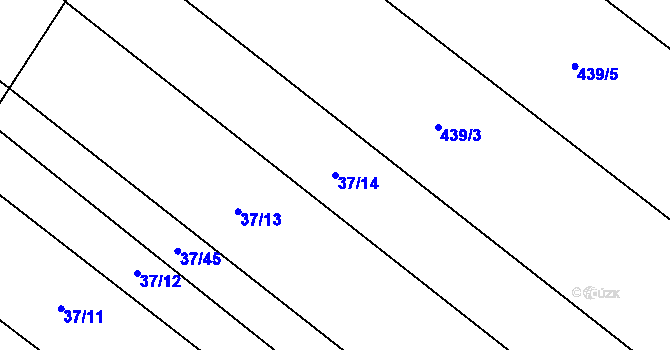 Parcela st. 37/14 v KÚ Vevčice, Katastrální mapa