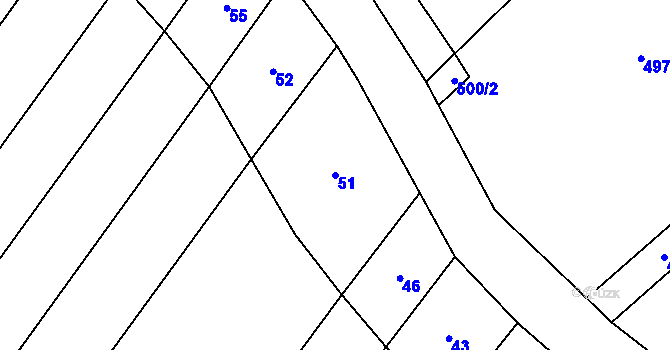 Parcela st. 51 v KÚ Vevčice, Katastrální mapa
