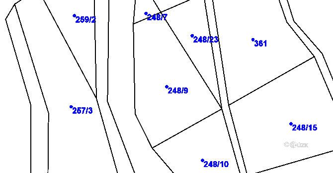 Parcela st. 248/9 v KÚ Vevčice, Katastrální mapa