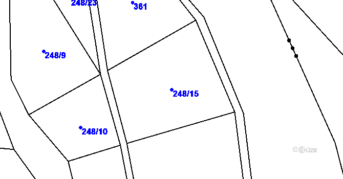 Parcela st. 248/15 v KÚ Vevčice, Katastrální mapa