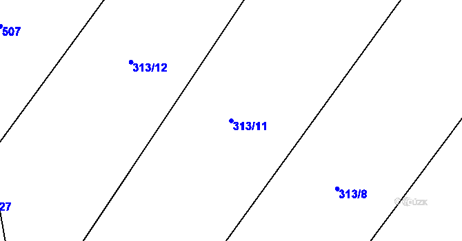Parcela st. 313/11 v KÚ Vevčice, Katastrální mapa
