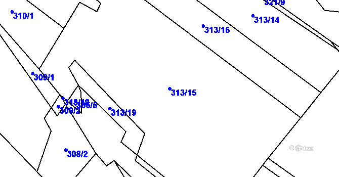 Parcela st. 313/15 v KÚ Vevčice, Katastrální mapa