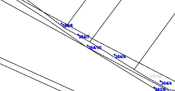 Parcela st. 364/10 v KÚ Vevčice, Katastrální mapa
