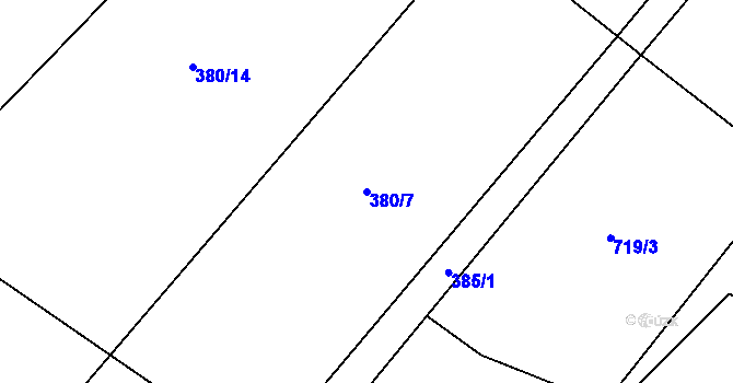 Parcela st. 380/7 v KÚ Vevčice, Katastrální mapa