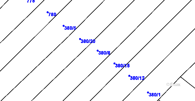 Parcela st. 380/8 v KÚ Vevčice, Katastrální mapa