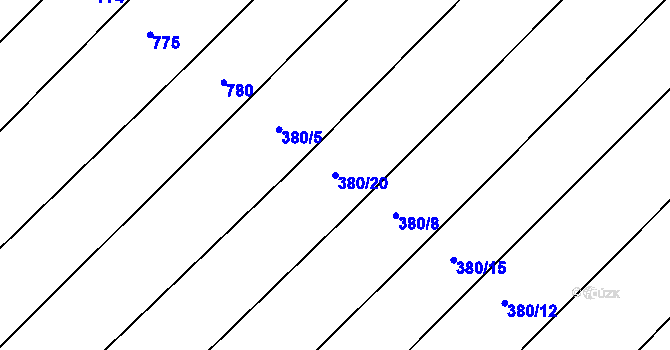 Parcela st. 380/20 v KÚ Vevčice, Katastrální mapa