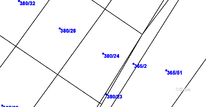 Parcela st. 380/24 v KÚ Vevčice, Katastrální mapa
