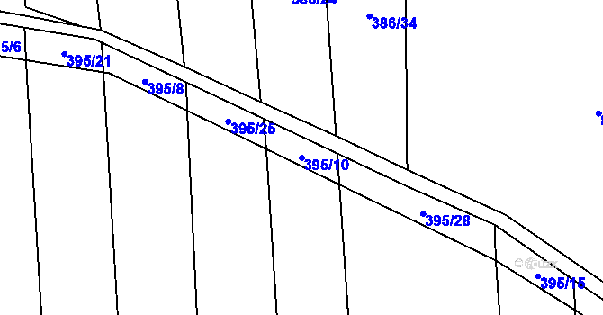 Parcela st. 395/10 v KÚ Vevčice, Katastrální mapa