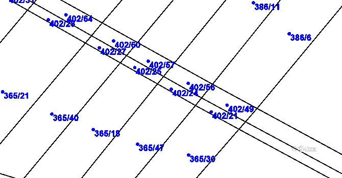 Parcela st. 402/24 v KÚ Vevčice, Katastrální mapa