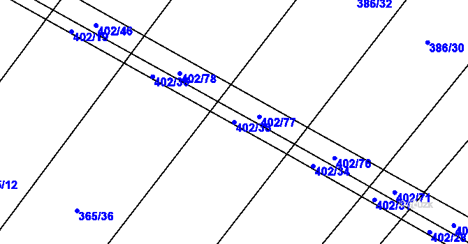 Parcela st. 402/35 v KÚ Vevčice, Katastrální mapa