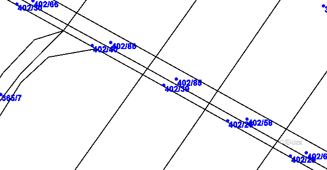 Parcela st. 402/39 v KÚ Vevčice, Katastrální mapa