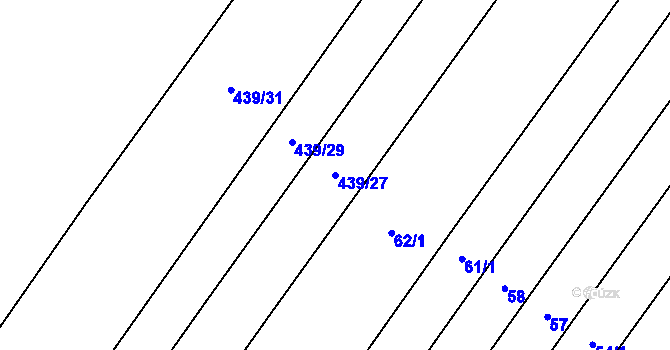 Parcela st. 439/27 v KÚ Vevčice, Katastrální mapa