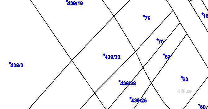 Parcela st. 439/32 v KÚ Vevčice, Katastrální mapa