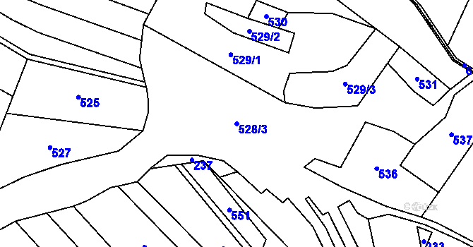 Parcela st. 528/3 v KÚ Vevčice, Katastrální mapa