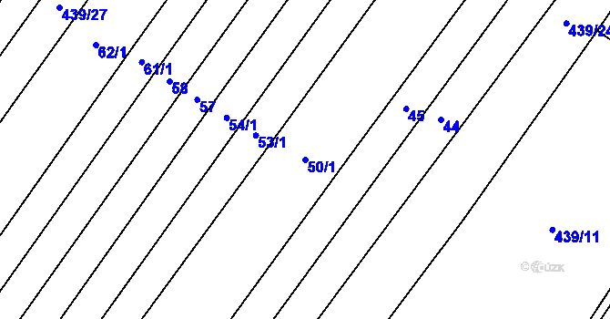 Parcela st. 50/1 v KÚ Vevčice, Katastrální mapa