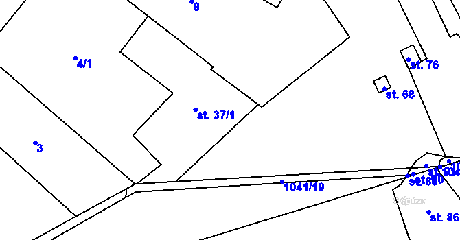 Parcela st. 1041/28 v KÚ Vevčice, Katastrální mapa