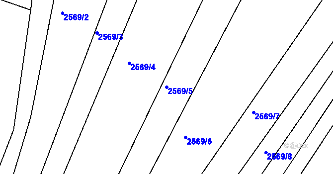 Parcela st. 2569/5 v KÚ Veverská Bítýška, Katastrální mapa