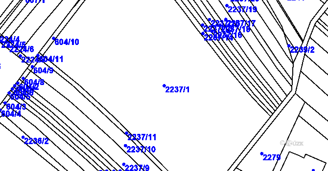 Parcela st. 2237/1 v KÚ Veverská Bítýška, Katastrální mapa