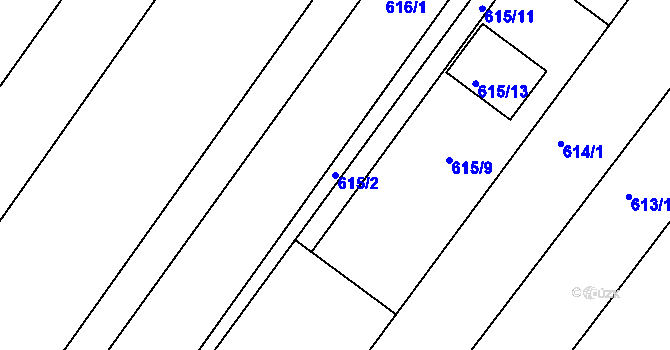 Parcela st. 615/2 v KÚ Veverská Bítýška, Katastrální mapa