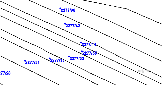 Parcela st. 2277/14 v KÚ Veverská Bítýška, Katastrální mapa
