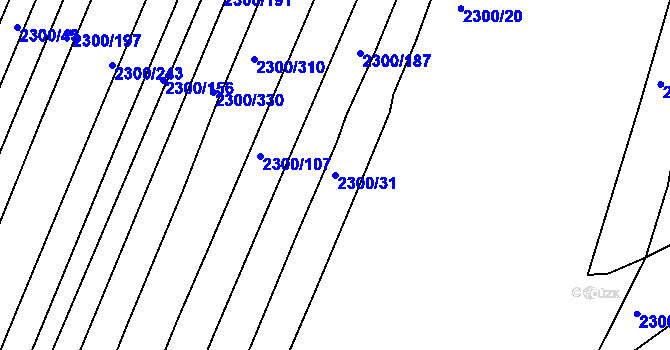 Parcela st. 2300/31 v KÚ Veverská Bítýška, Katastrální mapa