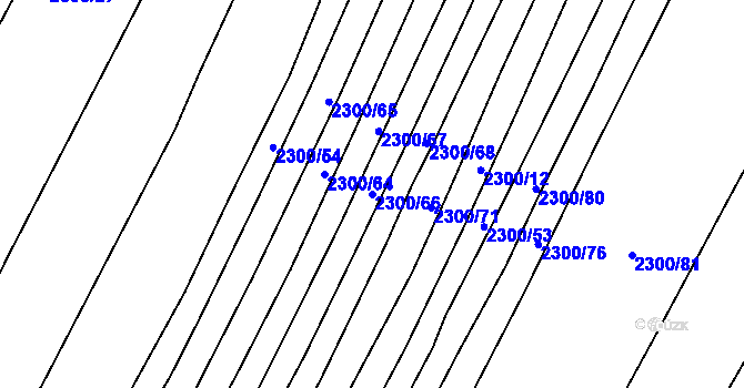 Parcela st. 2300/66 v KÚ Veverská Bítýška, Katastrální mapa