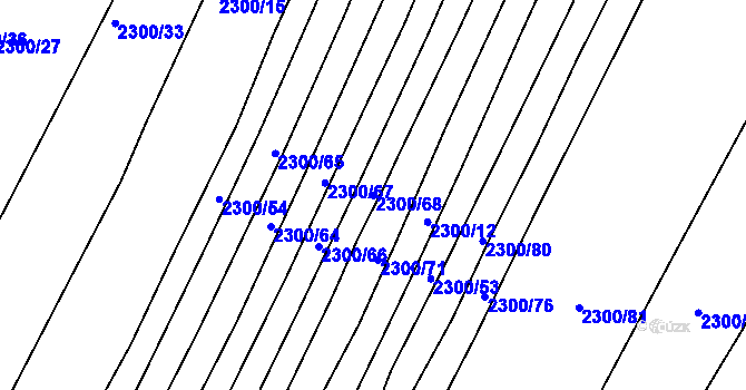 Parcela st. 2300/68 v KÚ Veverská Bítýška, Katastrální mapa