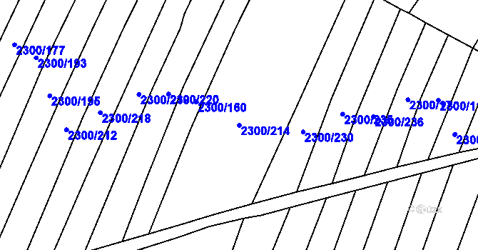 Parcela st. 2300/214 v KÚ Veverská Bítýška, Katastrální mapa