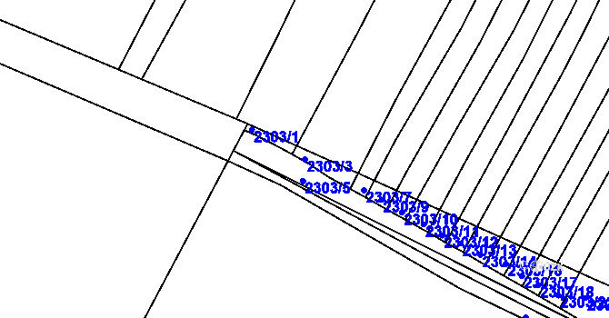 Parcela st. 2303/3 v KÚ Veverská Bítýška, Katastrální mapa