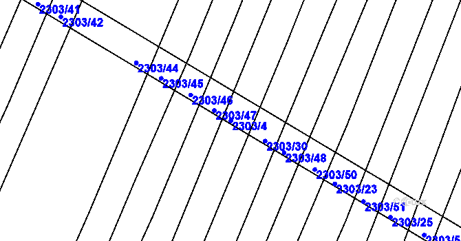 Parcela st. 2303/4 v KÚ Veverská Bítýška, Katastrální mapa