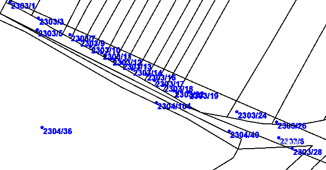 Parcela st. 2303/18 v KÚ Veverská Bítýška, Katastrální mapa