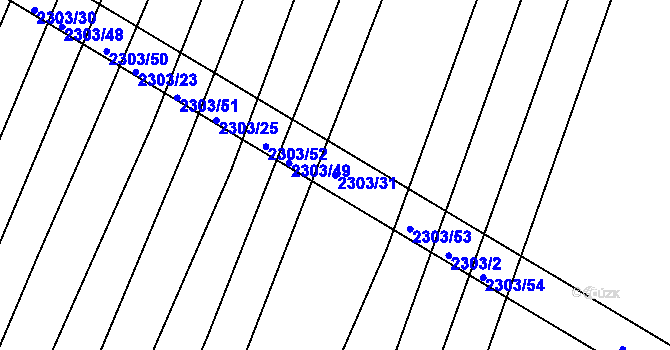 Parcela st. 2303/31 v KÚ Veverská Bítýška, Katastrální mapa