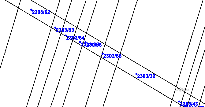 Parcela st. 2303/66 v KÚ Veverská Bítýška, Katastrální mapa