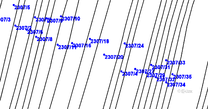 Parcela st. 2307/20 v KÚ Veverská Bítýška, Katastrální mapa