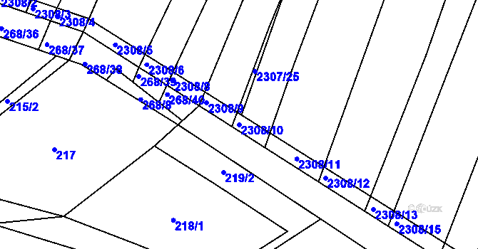 Parcela st. 2308/10 v KÚ Veverská Bítýška, Katastrální mapa