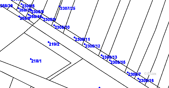 Parcela st. 2308/12 v KÚ Veverská Bítýška, Katastrální mapa