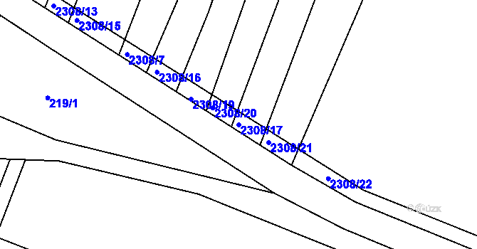 Parcela st. 2308/17 v KÚ Veverská Bítýška, Katastrální mapa