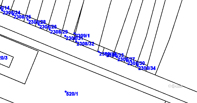 Parcela st. 2308/18 v KÚ Veverská Bítýška, Katastrální mapa