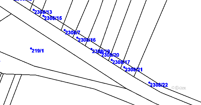 Parcela st. 2308/20 v KÚ Veverská Bítýška, Katastrální mapa