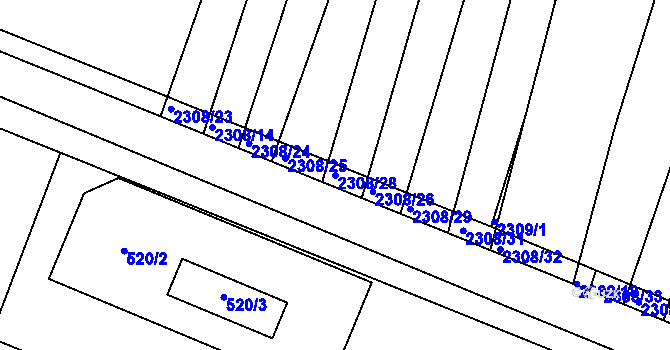 Parcela st. 2308/28 v KÚ Veverská Bítýška, Katastrální mapa