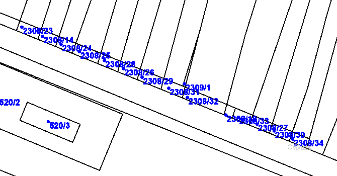Parcela st. 2308/31 v KÚ Veverská Bítýška, Katastrální mapa