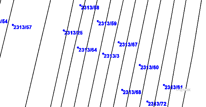 Parcela st. 2313/3 v KÚ Veverská Bítýška, Katastrální mapa