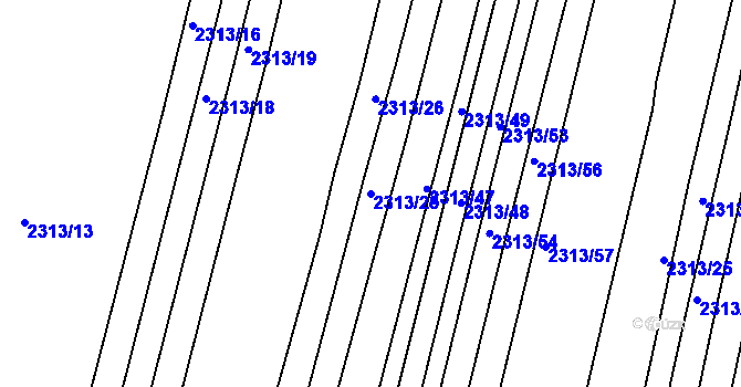 Parcela st. 2313/28 v KÚ Veverská Bítýška, Katastrální mapa