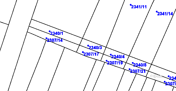 Parcela st. 2340/3 v KÚ Veverská Bítýška, Katastrální mapa