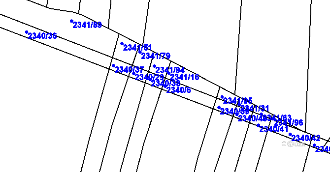 Parcela st. 2340/6 v KÚ Veverská Bítýška, Katastrální mapa
