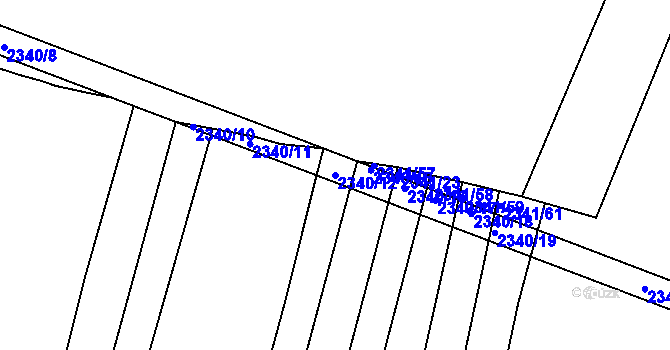 Parcela st. 2340/12 v KÚ Veverská Bítýška, Katastrální mapa