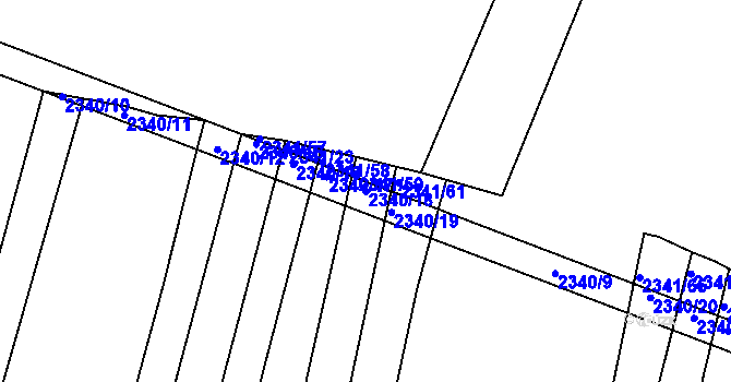 Parcela st. 2340/18 v KÚ Veverská Bítýška, Katastrální mapa